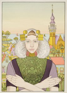 Dutch Girl, 1897, z LEstampe Moderne, wydana w Paryżu 1897-99 autorstwa Franz M. Melchers