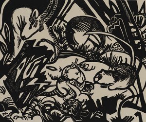 Legenda zwierząt (drzeworyt) autorstwa Franz Marc