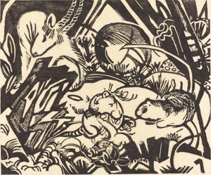 Legenda poziomu zwierząt Legenda, 1912. autorstwa Franz Marc