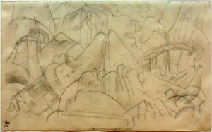 Krajobraz górski z mostem (Tyrol) autorstwa Franz Marc