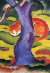 Kot za drzewem, 50x70 cm autorstwa Franz Marc