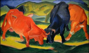 Walczące krowy, 1911. autorstwa Franz Marc