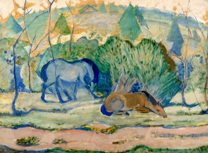 Konie na pastwisku Konie w krajobrazie autorstwa Franz Marc