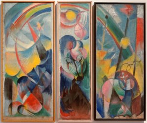 Pejzaż z tęczą / Pejzaż z tęczą (zwierzę mityczne) autorstwa Franz Marc