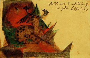 Leżący jeleń autorstwa Franz Marc