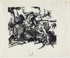 Polowanie na lwy po Delacroix autorstwa Franz Marc