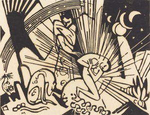 Pojednanie (Versoehnung), 1912 (czarny drzeworyt na japońskim papierze) autorstwa Franz Marc
