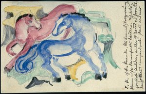 Czerwone i niebieskie konie autorstwa Franz Marc