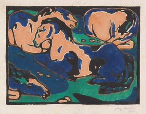 Konie odpoczywające, 1911-1912. autorstwa Franz Marc