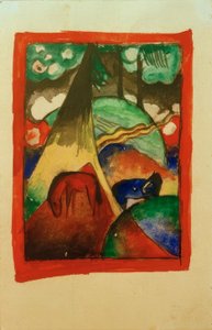 Czerwony i niebieski koń w krajobrazie autorstwa Franz Marc
