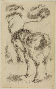 Stojący koń z drzewami autorstwa Franz Marc