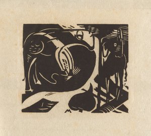 Dwa mityczne zwierzęta autorstwa Franz Marc