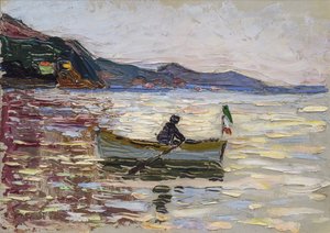 „Widok Rapallo z łodzią na morzu” (Rapallo Boat On The Sea) Obraz Wassily Kandinsky (lub Wassily Kandinski lub Kandinskij autorstwa Franz Marc