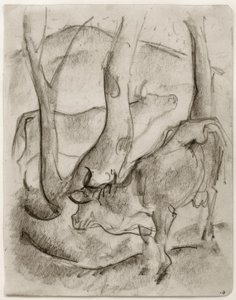 Dwie krowy pod drzewami autorstwa Franz Marc