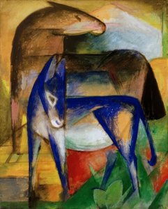 Dwa niebieskie osły autorstwa Franz Marc