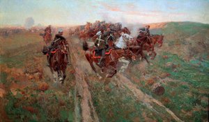Scena z bitwy pod Kuryuk-Dara w lipcu 1854, 1900. autorstwa Franz Roubaud