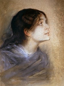 Portret Eleonory Duse (Vigevano 1858 - Pittsburgh 1924), włoskiej aktorki, obraz namalowany przez Franza von Lembacha (1836-1904), pastel na tekturze, 68x47 cm