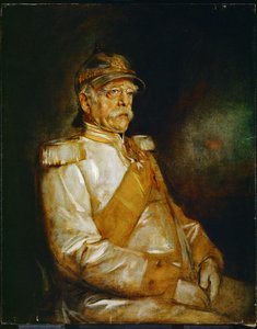 Książę Otto von Bismarck w mundurze z pruskim hełmem (obraz na płótnie) autorstwa Franz Seraph von Lenbach