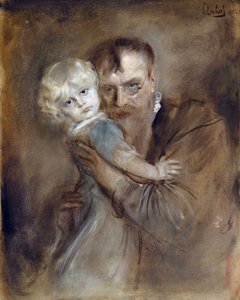 Autoportret z córką Marion - Lenbach, Franz, von (1836-1904) - 1894 - Olej na płótnie - 81,5x65,5 - Kolekcja prywatna autorstwa Franz Seraph von Lenbach