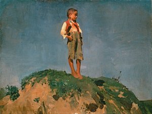 Pasterz na trawiastym wzgórzu, ok. 1859 (olej na tekturze) autorstwa Franz Seraph von Lenbach
