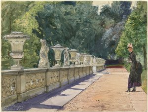 Spacer po parku Sanssouci. 1885