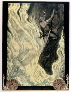 Zygfryd i Locke, ilustracja do „Pierścień Niebelungen” Richarda Wagnera (1813-83), przed 1914 (kolor lito)