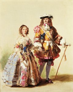 Królowa Wiktoria i książę Albert w strojach Restauracji na balu w 1851 r., obraz Franza Xavera Winterhaltera (1805-1873) autorstwa Franz Xaver Winterhalter