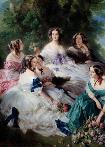 Impress Eugenie (1826-1920) z 1855 r. otacza damy honoru z Pałacu Detalów, reprezentujące księżniczkę Essling, baronową kamieni, wicehrabinę Lezay-Marnezję, cesarza na szczycie w bieli i markizę Montebello na ten autorstwa Franz Xaver Winterhalter