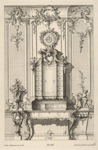 Elewacja ścienna z sekretarką, z „Biurków”, ok. 1748-70.