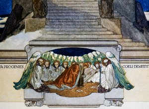 I nowe potomstwo zstępuje z nieba, Czyściec, kanto XXII, Boska Komedia Dantego Alighieri, ilustracja Franz von Bayros (1866-1924), Wiedeń