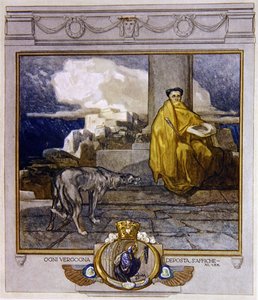 Ilustracja z Boskiej komedii Dantego, Czyściec, Canto XI: 135, 1921 (wc na papierze) autorstwa Franz von Bayros