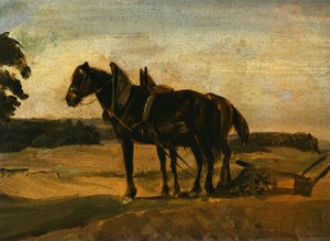 Konie przed pługiem autorstwa Franz von Lenbach