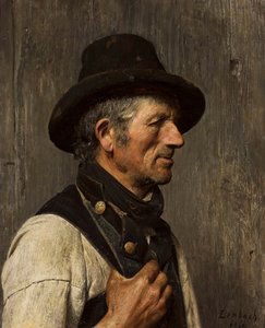 Portret chłopa w kapeluszu - Rybak autorstwa Franz von Lenbach
