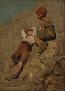 Dwóch chłopów na stoku autorstwa Franz von Lenbach