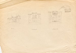 Szkice projektowe dla Willi Matcha Atelier - elewacja ogrodowa autorstwa Franz von Matsch