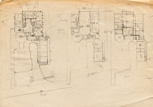 Szkice projektowe dla Willi Matcha Atelier - rzut trzech kondygnacji autorstwa Franz von Matsch