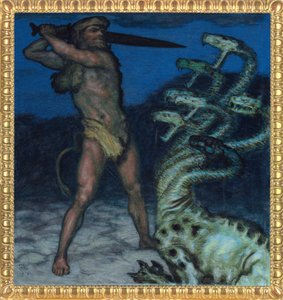Herkules i Hydra - Peinture de Franz Ritter von Stuck (1863-1928) - 1915 - Kolory Syntonos na płótnie - Museum Villa Stuck autorstwa Franz von Stuck