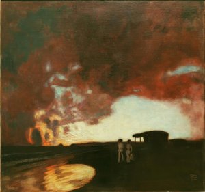 Zachód słońca nad morzem autorstwa Franz von Stuck