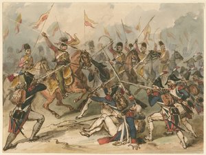 Piechota francuska i husaria w walce pod Austerlitz autorstwa Frédéric Goupil Fesquet