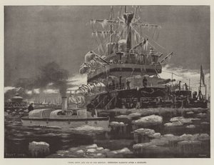 Mróz, śnieg i lód na Medway, Sheerness Harbor po śnieżycy autorstwa Fred T. Jane