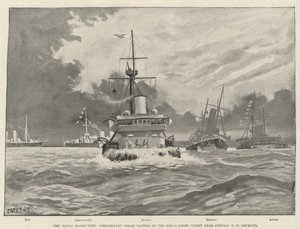 Manewry morskie, wstępna taktyka parowa Floty Czerwonej B pod dowództwem kontradmirała E.H. Seymoura autorstwa Fred T. Jane