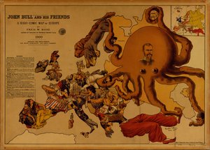 John Bull i jego przyjaciele. Serio-komiksowa mapa Europy autorstwa Fred W. Rose