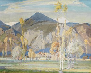 Alpy Nadmorskie, w pobliżu Alassio (Tempera na jedwabiu ułożona na desce) autorstwa Freda Marston
