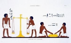 Rituals of Death (temat niejasny), z rzadkiego zapisu fresków z Teb, odnotowanego w latach 1819-1822 podczas jego drugiej wizyty w Egipcie przez Frederica Cailliauda (1787-1869) (litografia kolorowa)