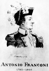Cyrk: Eau forte autorstwa Frédérica Hillemachera, portret Antonio Franconi (1793-1805) - w „Cyrku Franconi”.