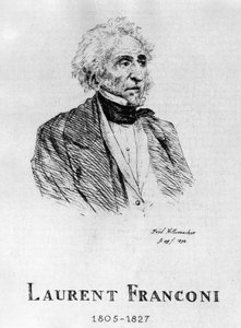 Cyrk: Eau forte autorstwa Frédérica Hillemachera, portret Laurenta Franconi (1805-1827) - w „Cyrku Franconi”.