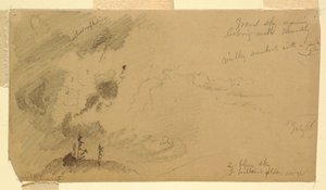 Pochmurne wieczorne niebo nad pasmem wzgórz autorstwa Frederic Edwin Church