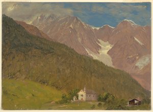 Rysunek, Alpejski krajobraz w Szwajcarii, sierpień 1868 r. autorstwa Frederic Edwin Church