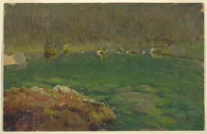 Rysunek, jezioro Apline, Bawaria lub Szwajcaria, 1868 r. autorstwa Frederic Edwin Church