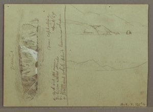 Rysunek, nagie wzgórze, Akropol w Koryncie, Grecja, kwiecień 1869 r. autorstwa Frederic Edwin Church